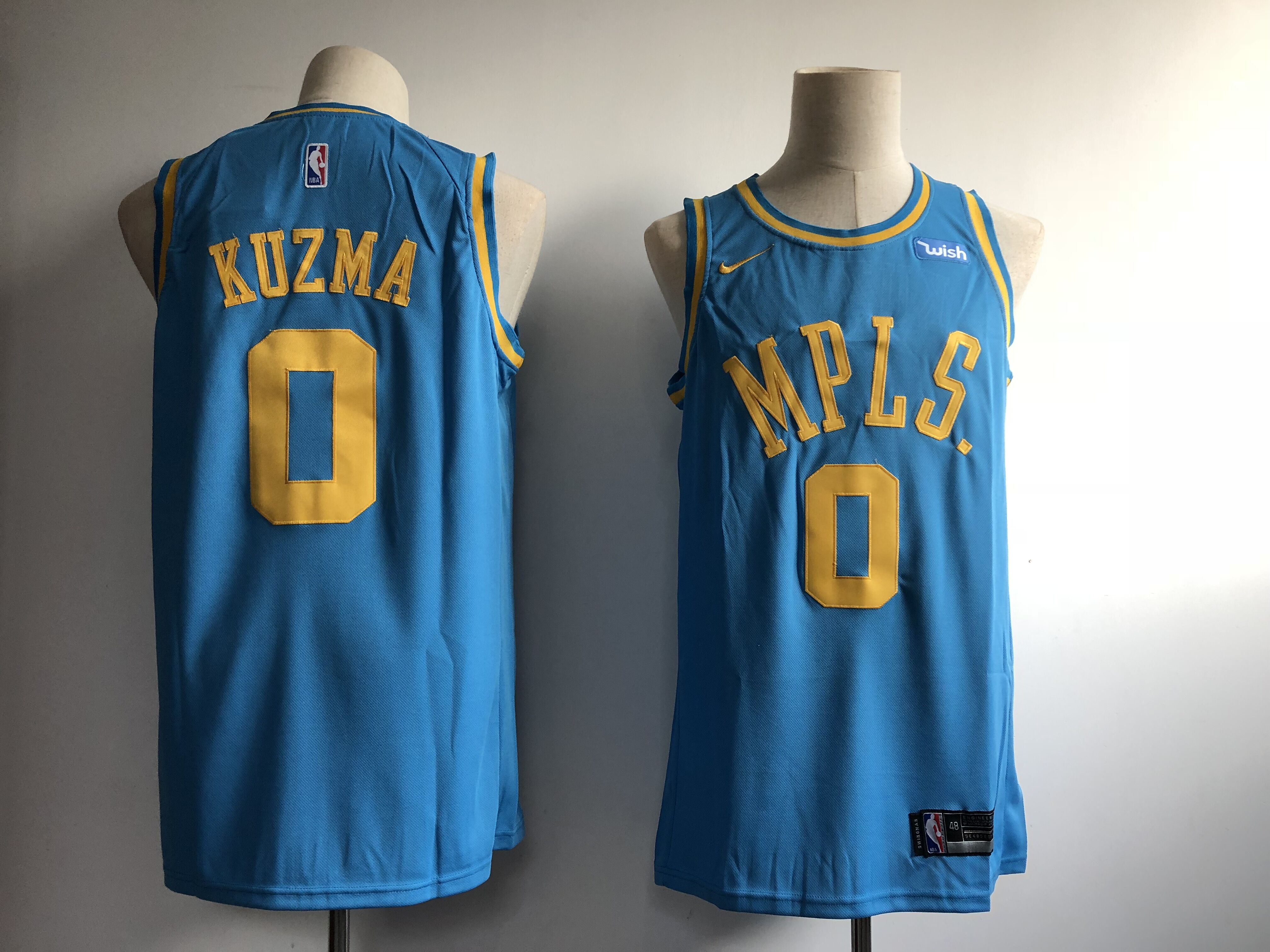 Men NBA Los Angeles Lakers #0 Kuzma light blue game Nike NBA jerseys